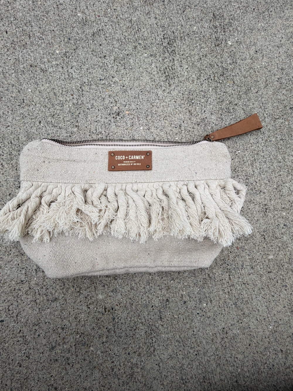 Coco + Carmen Beige Fringe Cosmetic Pouch